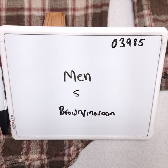 Windham Pointe Madras Flannel Casual Button Up Shirt Mens Size Small S Brown - Picture 9 of 10